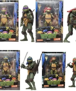 7" NECA Ninja Turtles 1990 Movie TMNT Teenage Movable Toys Mutant Action Figure Set